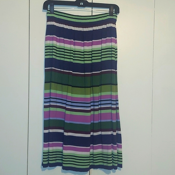 LOFT Multicolored Horizontal Striped Skirt Size Extra Small Green Blue Purple - Picture 1 of 14